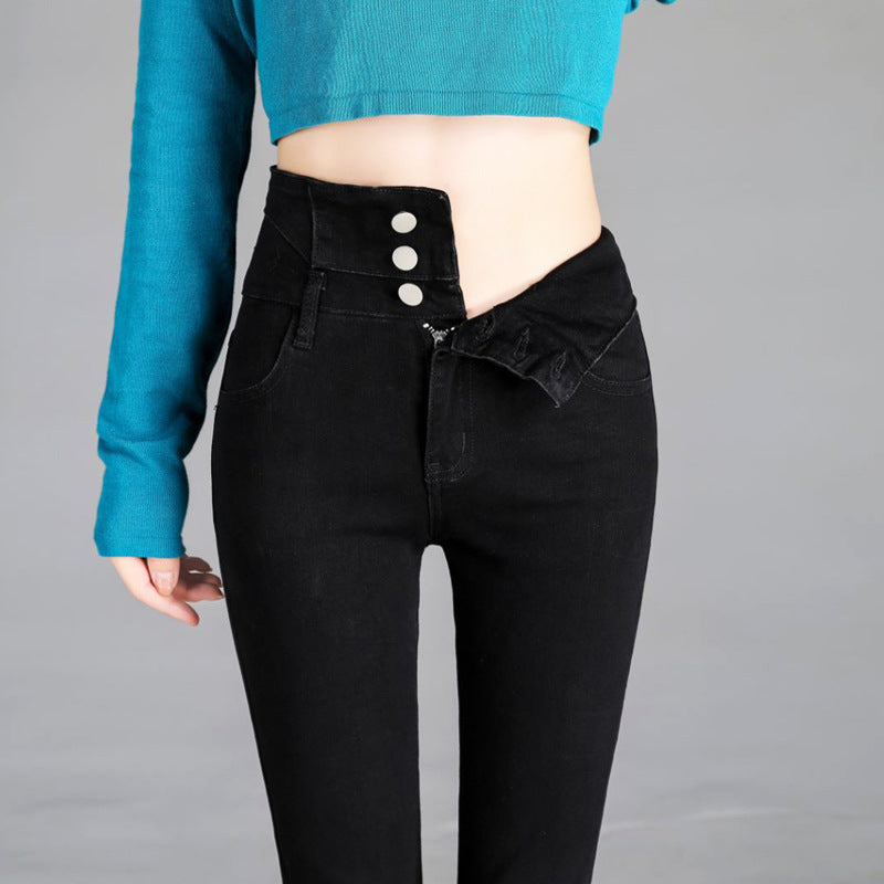 Women's Ultra-high-waisted Abdomen Jeans New Slim And Tight-fitting