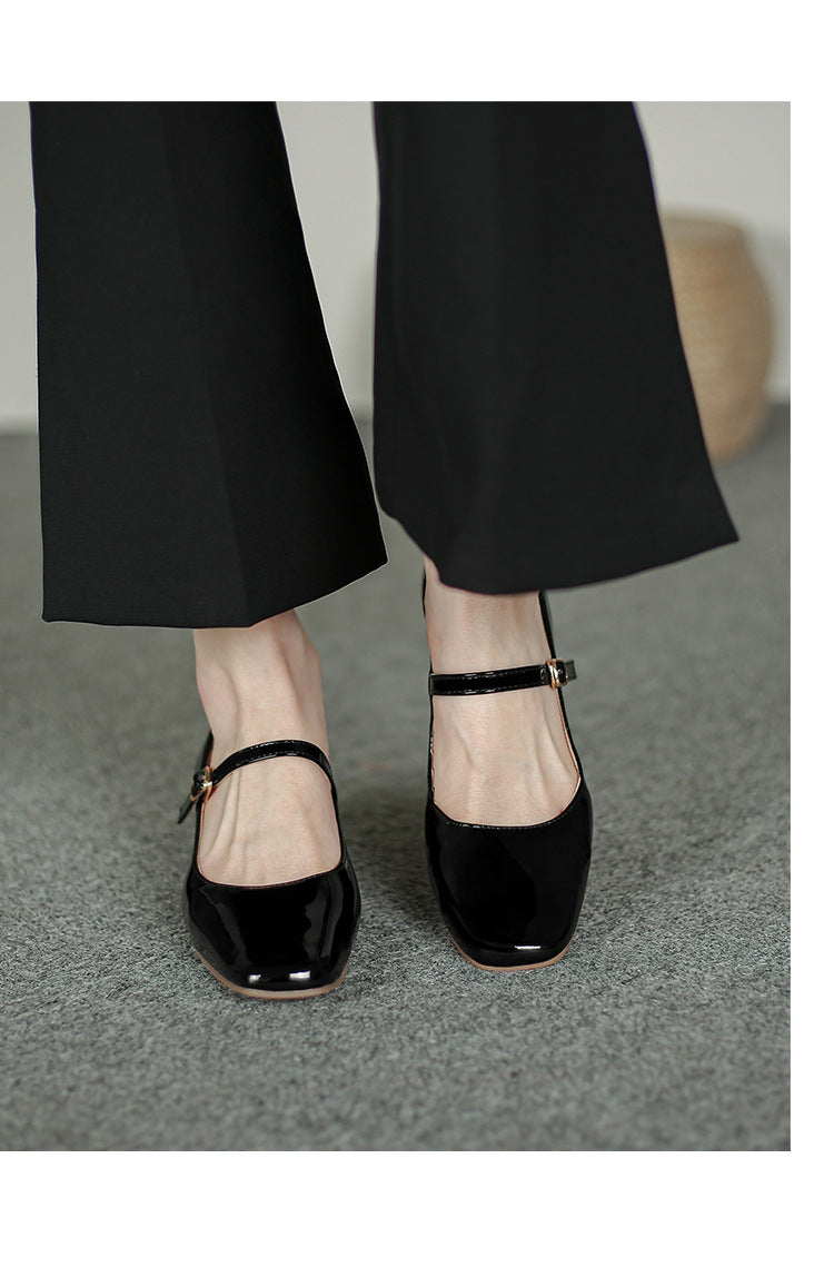 Thick Heel Women's New Shallow Mouth Vintage Mary Jane Shoes