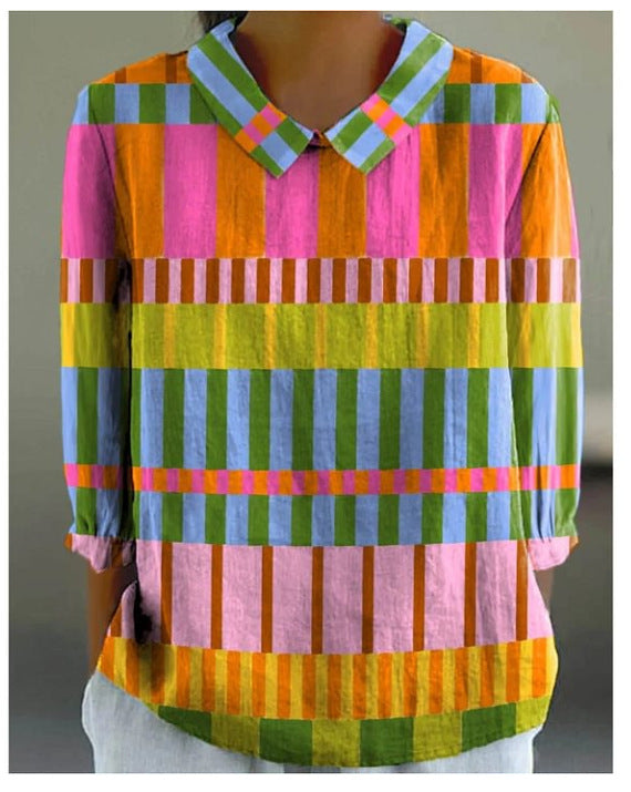 Loose Printed Crew Neck Casual Plus Size Pullover Women's Short Sleeve
