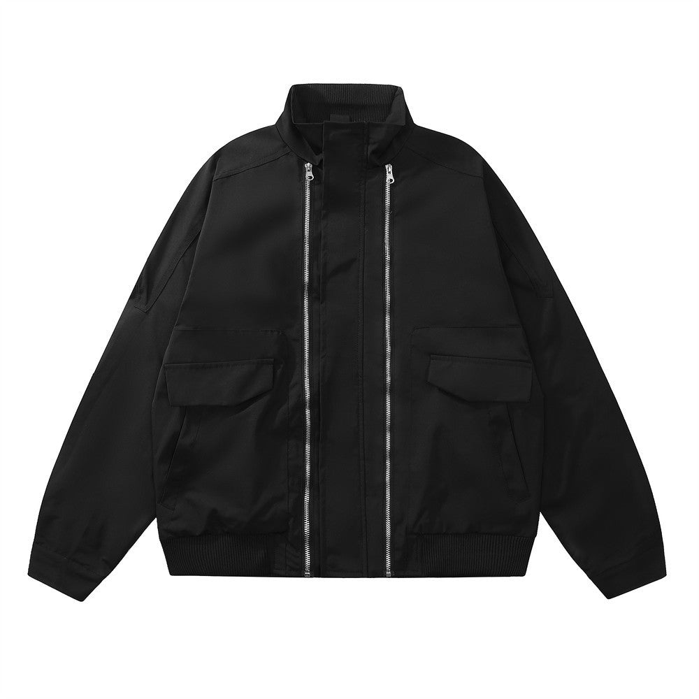 Loose Casual American Street Solid Color Long Sleeve Pilot Coat