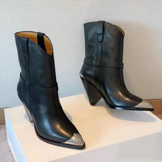 New High Heel Low Tube Pointed Toe Women's Boots Personality