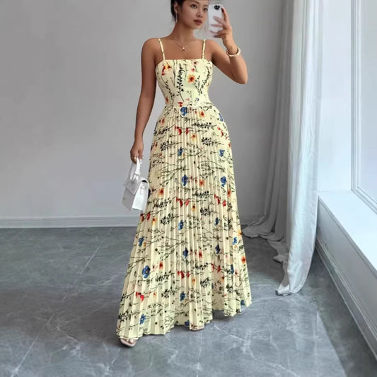Elegant And Chic Printed Strap Dress For Women