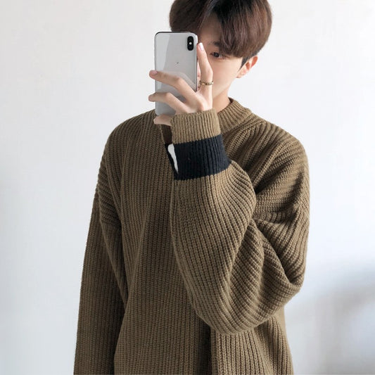 Vinter Rundhals Sweater Til Mænd, Tyk Model