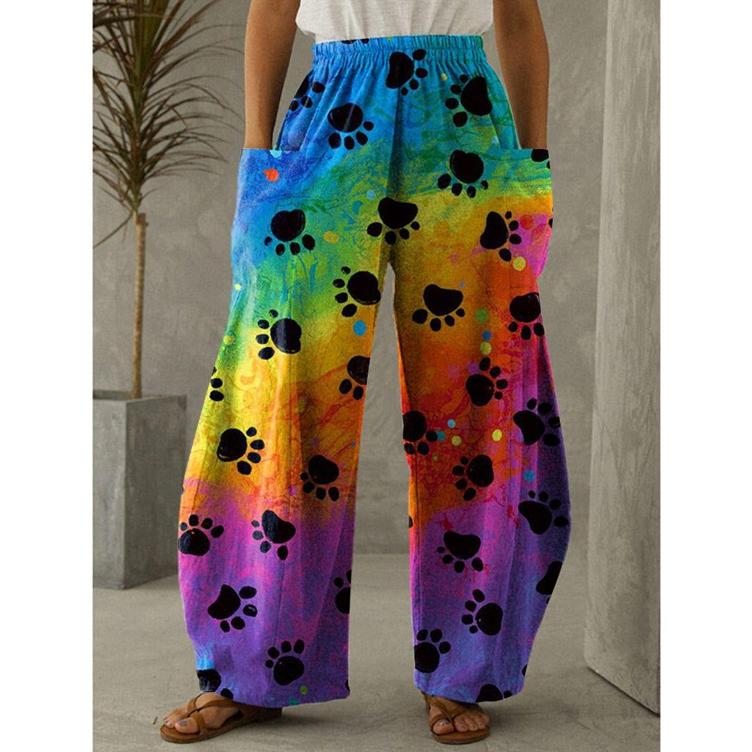Printed 3D Trendy Irregular Wide-leg Pants