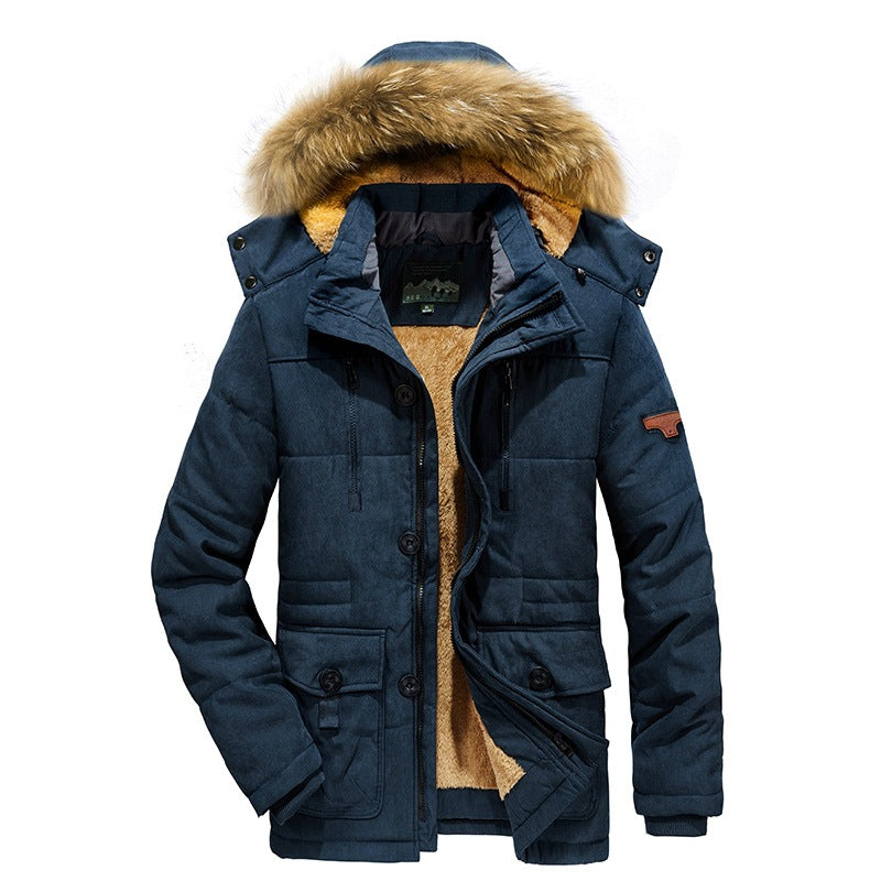 Casual Multi-pocket Hooded Men's Thick Cotton Jacket