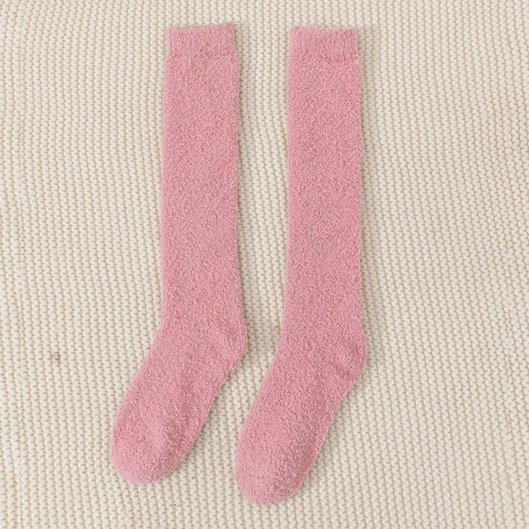 No Hair Loss Coral Velvet Knee Socks For Children To Thicken And Keep Warm