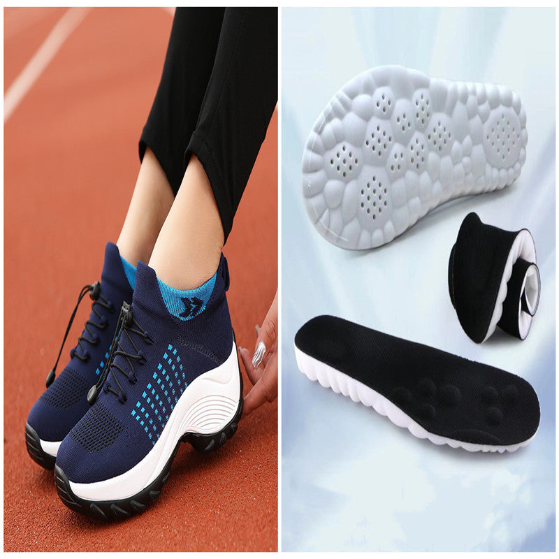 Large Size Women's Shoes High Elastic Flying Woven Breathable Sports Women's Socks Shoes