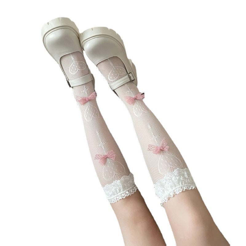 Bowknot Sweet Japanese Net Stockings Calf Socks