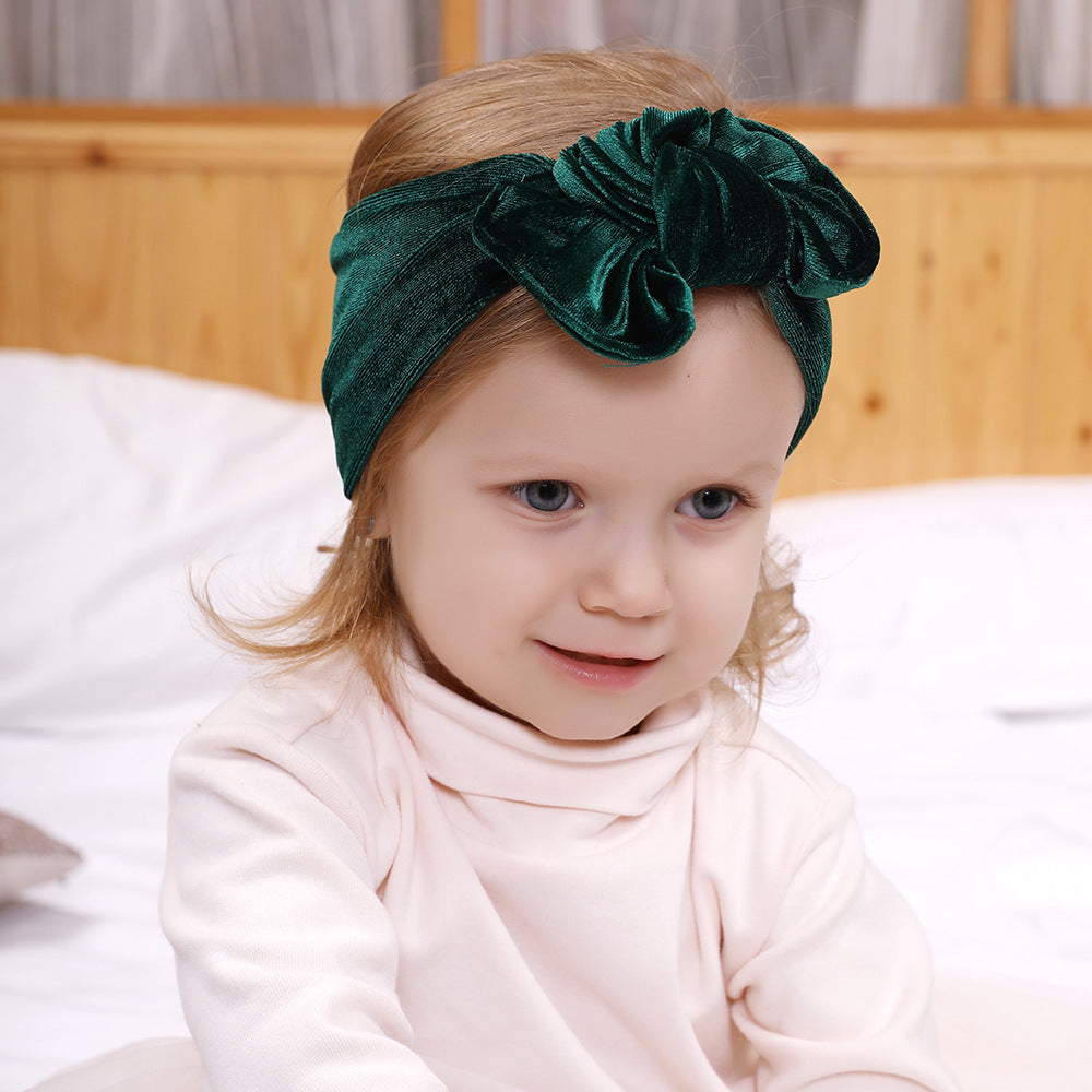 Baby Lace-up Gold Velvet Fat Bow Hair Band