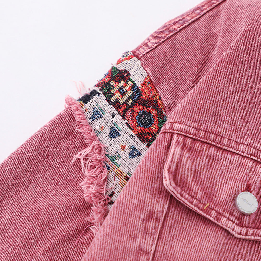 Heavy Industry Washed And Worn Stitching Edging Denim Jacket