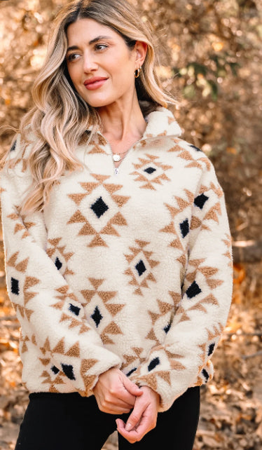 Printed Zip Collar Sweatshirt