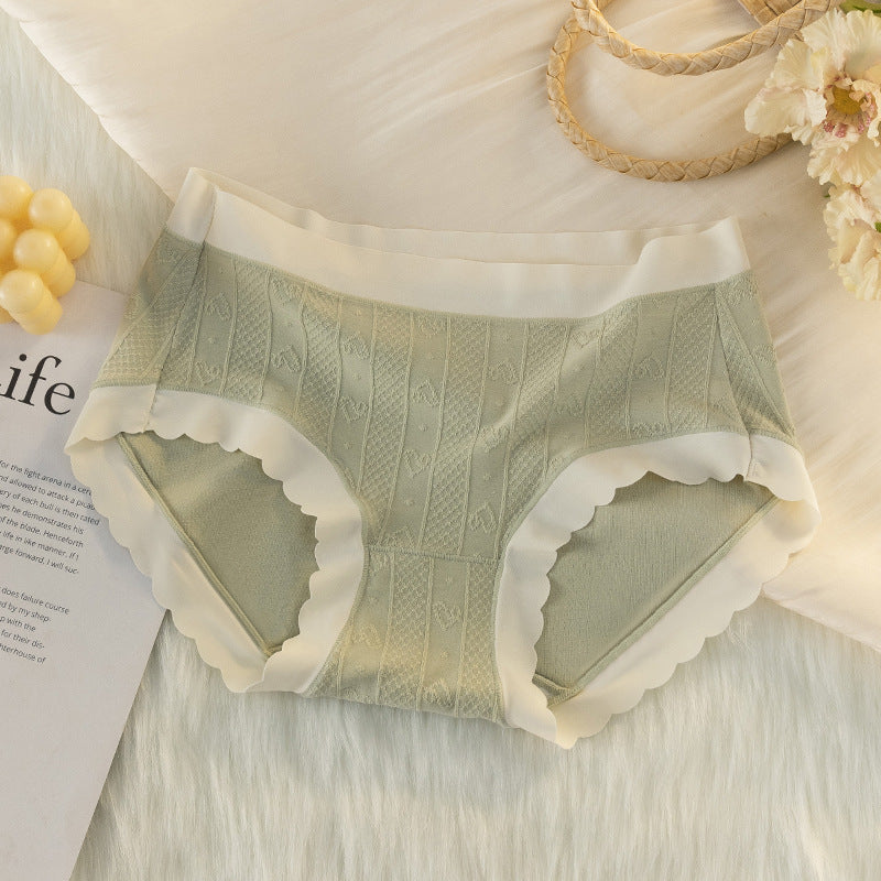 Mid-waist Comfortable Breathable Briefs Female Gentle Jacquard