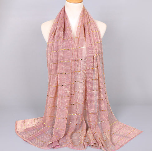 Spring And Summer Women's Bag Scarf Thin Breathable Solid Color Crumpled Panel Pressing Polyester Scarf
