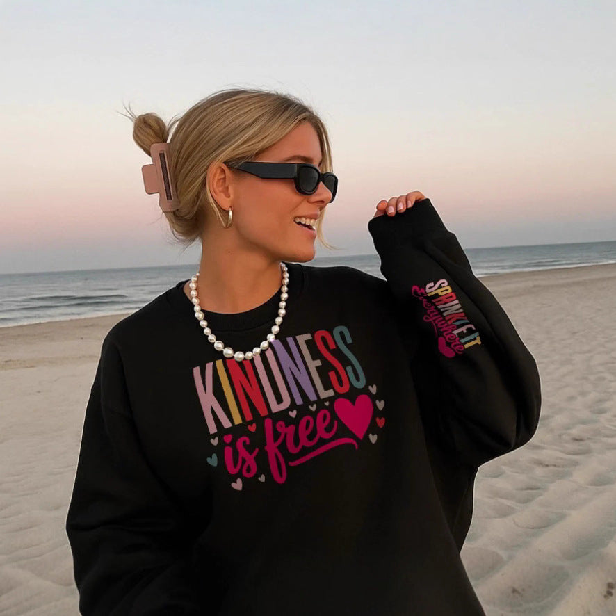Langærmet sweatshirt med rund hals og print til kvinder til sport