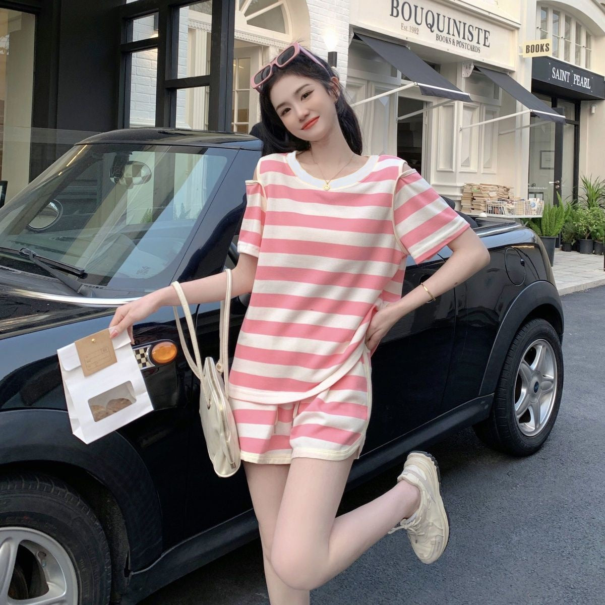 Fashionable Casual Relaxed-style Shorts Two-piece Set