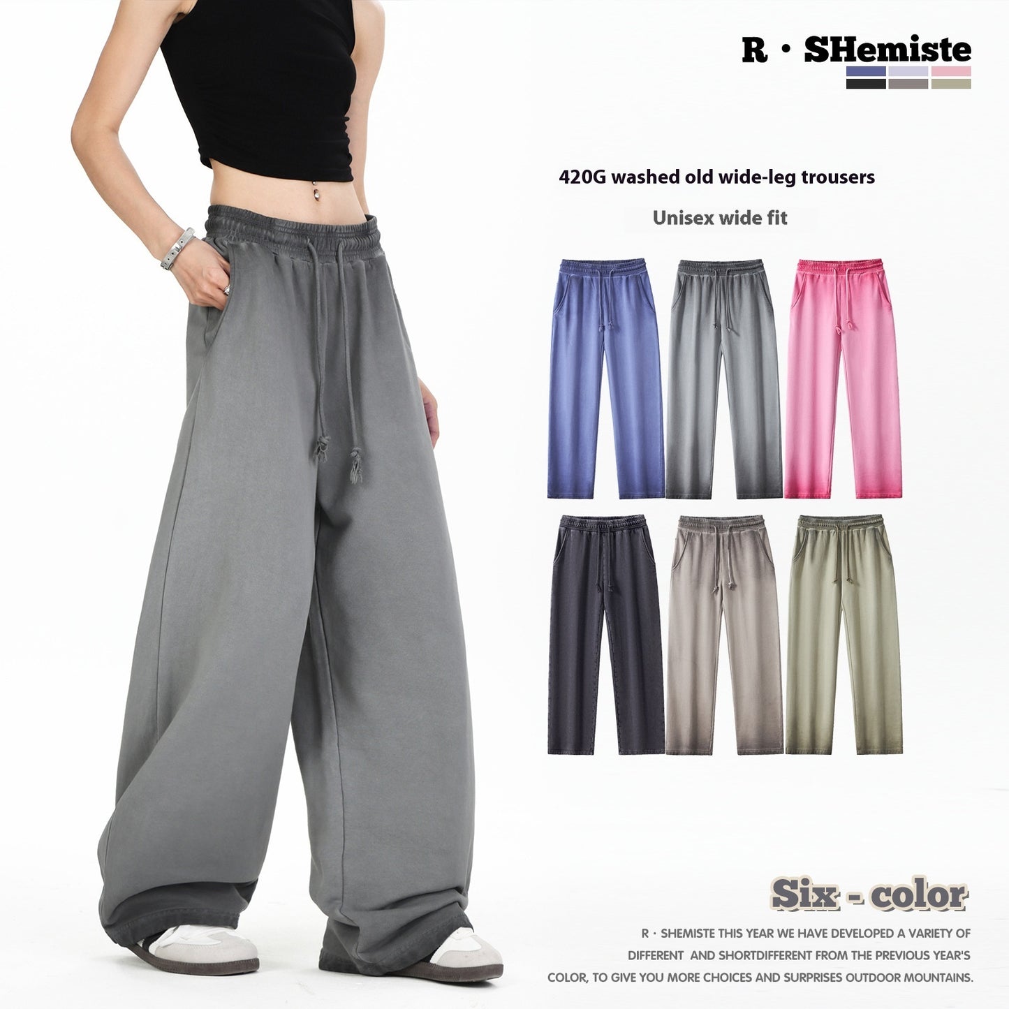 Washed Old Mop Pants Pure Cotton Men