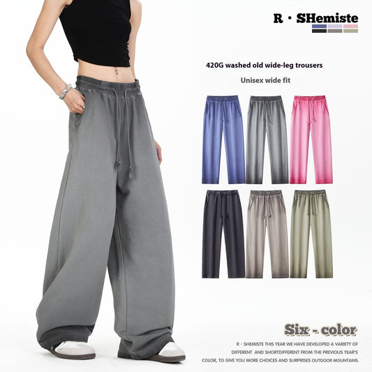 Washed Old Mop Pants Pure Cotton Men