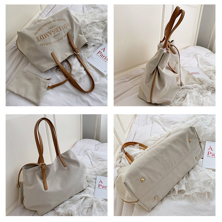 Large Capacity Canvas Women's Fashion Tote Tote Simple Shoulder Bag