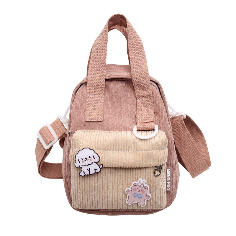 Handheld One Shoulder Korean Style Corduroy Crossbody Bag