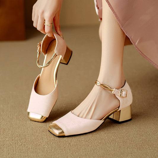 New Chinese-style Closed-toe Hollow-out Sandals For Women