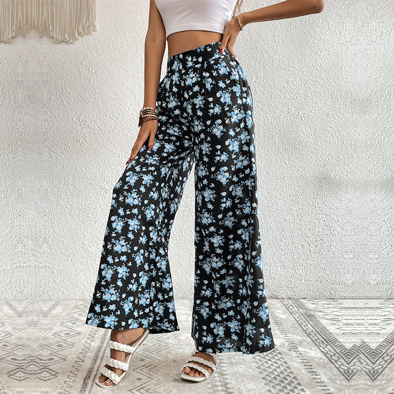 Womens Stylish Casual Printed Wide-leg Pants