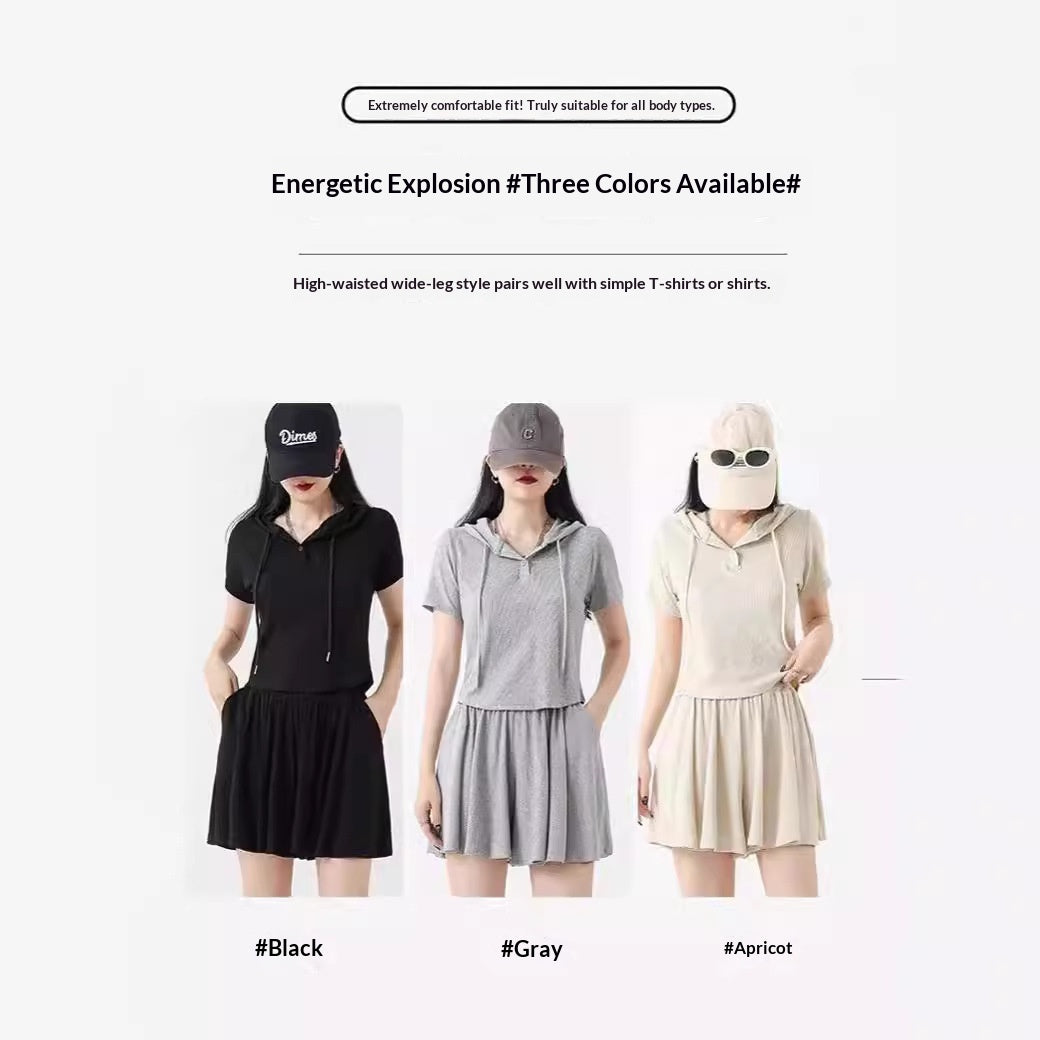 Laid-back Athleisure Skirt Pants Set A Stylish Two-piece Outfit