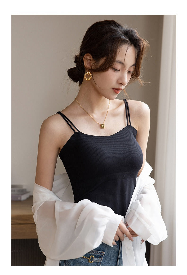 One-piece Push Up Breast Holding Long Underwear Spaghetti-strap Slip