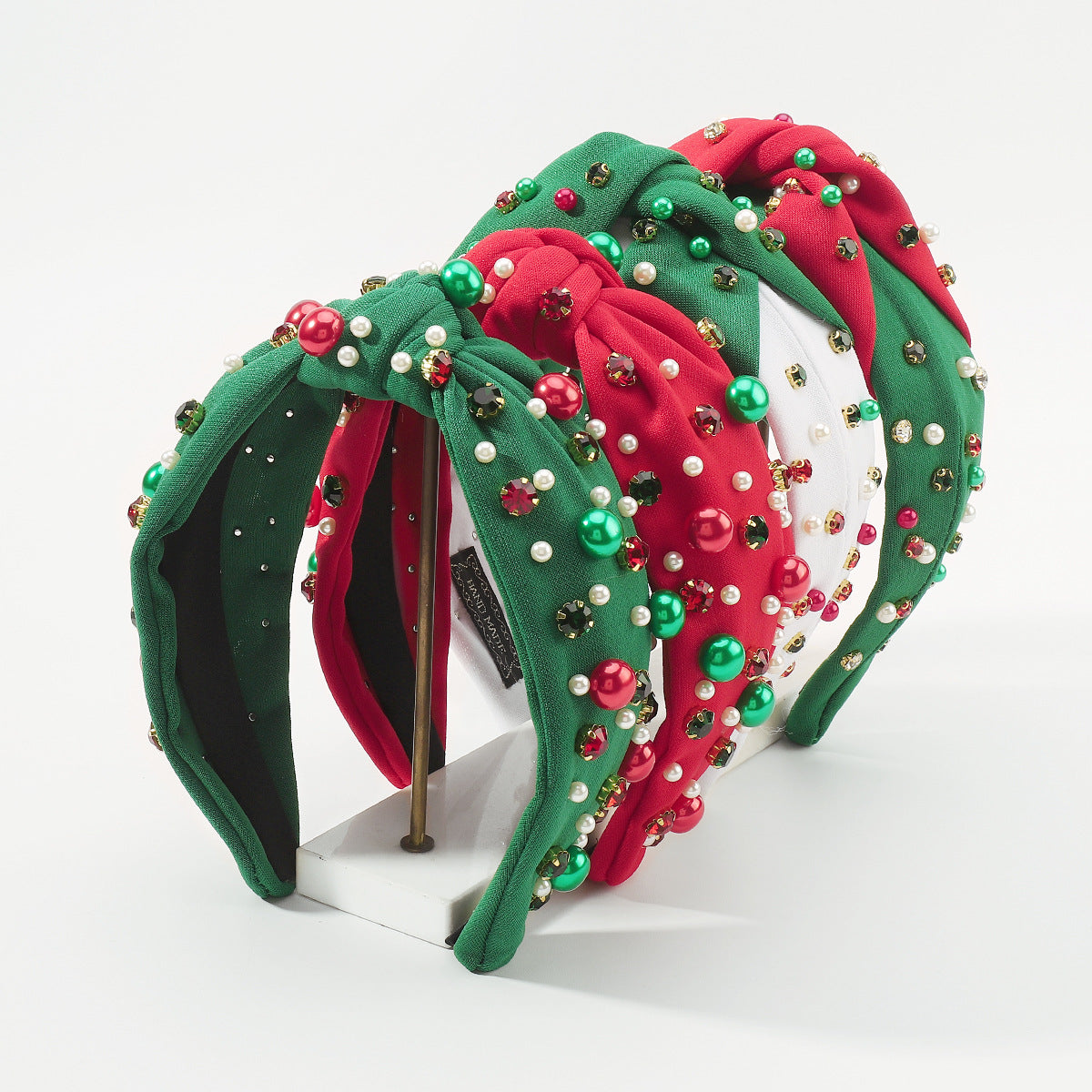 Christmas Wide-brimmed Diamond Beaded Contrast Color Knotted Light Luxury Festival Headband