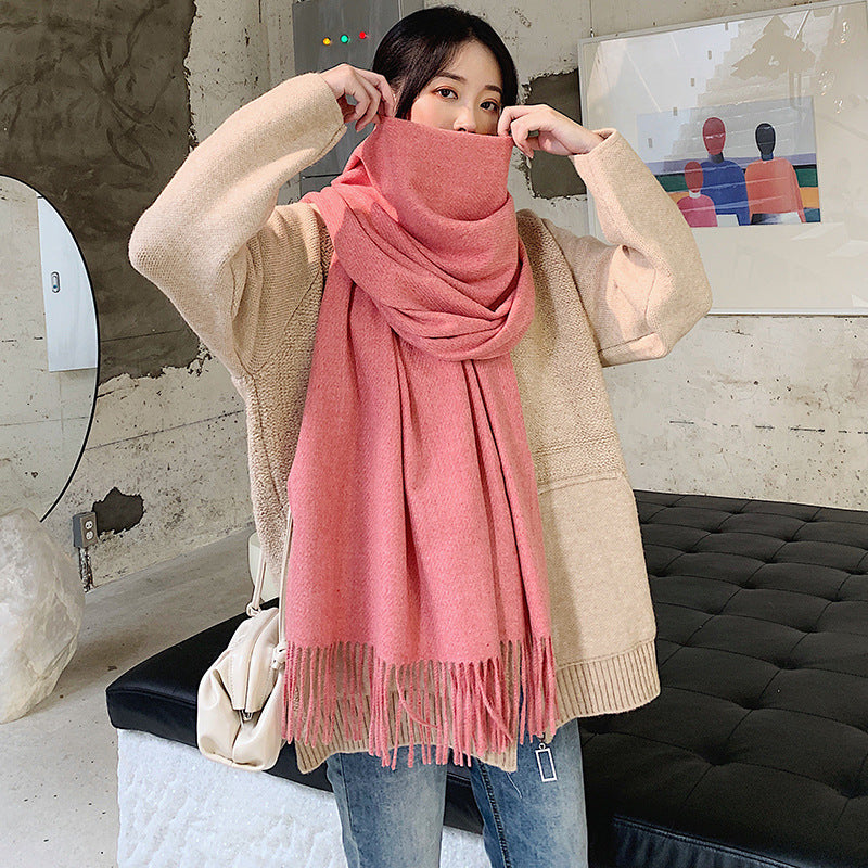 Women's Solid Color Thickened Cotton Cashmere Scarf