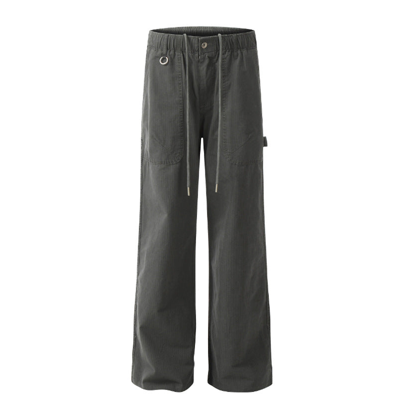 Drape Women's Large Pocket Design Straight Loose High Waist Casual Trousers