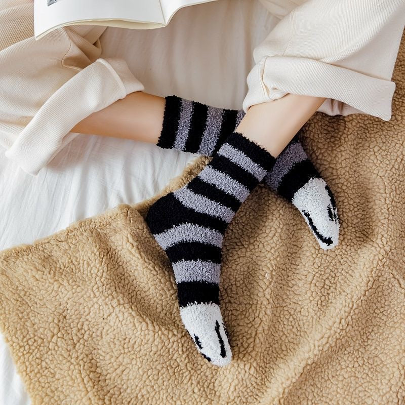 Autumn And Winter Plus Velvet Thick Towel Floor Socks