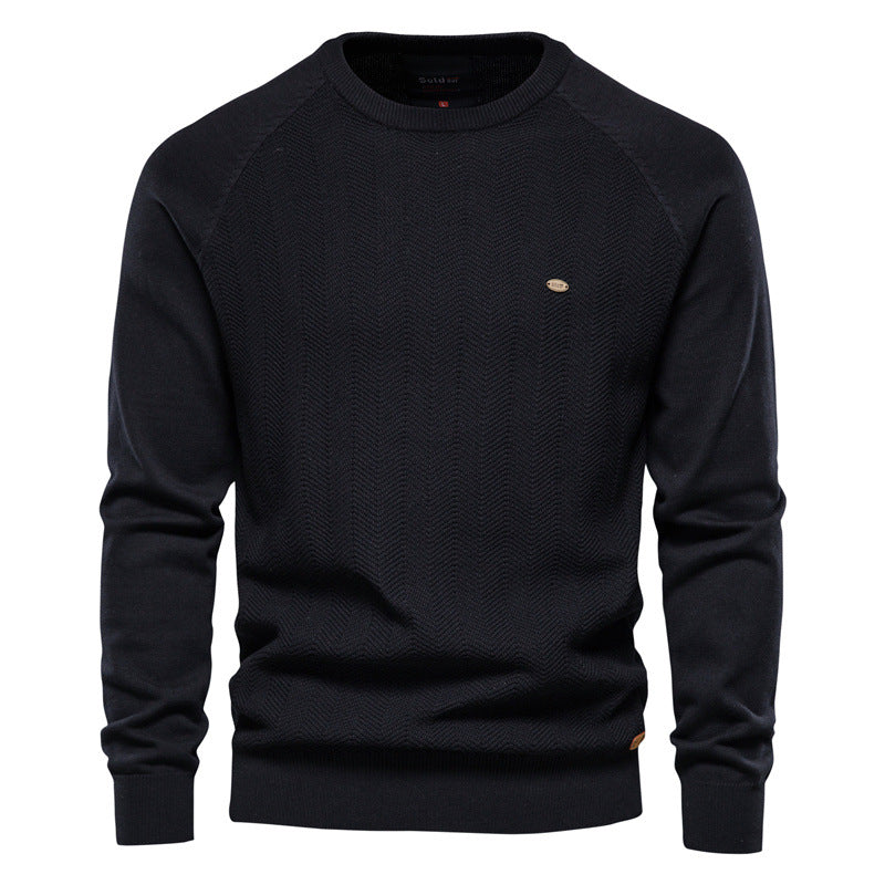 New Men's Solid Color Raglan Sleeve Sweater Casual Men's