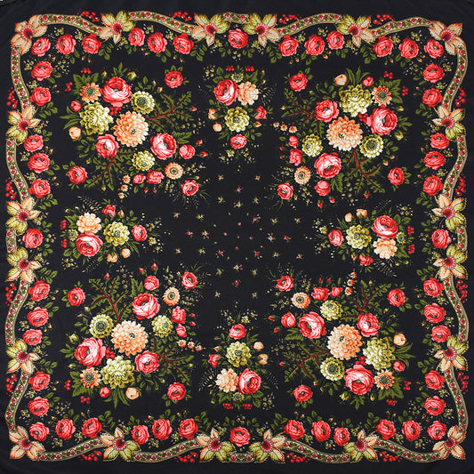 Ethnic Style Tassel Flowers Printed Scarf Embroidered Shawl