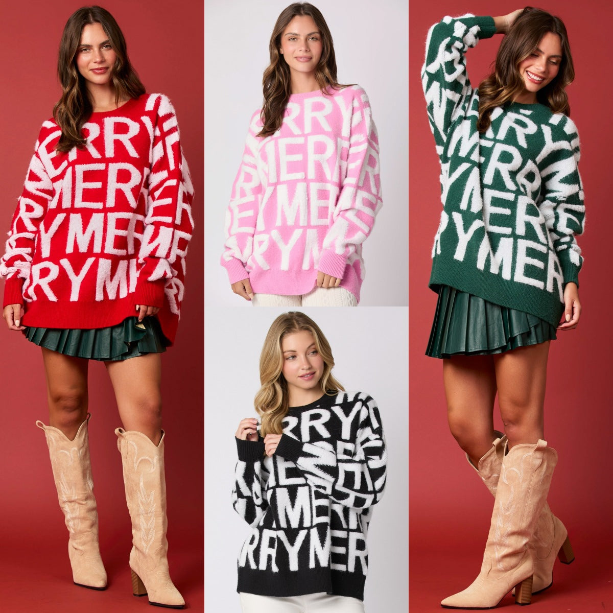 Women's Christmas Letter Loose Pullover Sweater