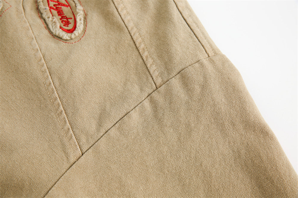 American Retro Workwear Canvas Motorcycle Jacket