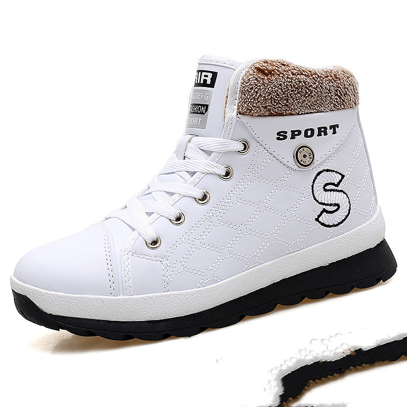 Leather High-waist Velvet Warm Flat-bottomed Middle School Short Boots