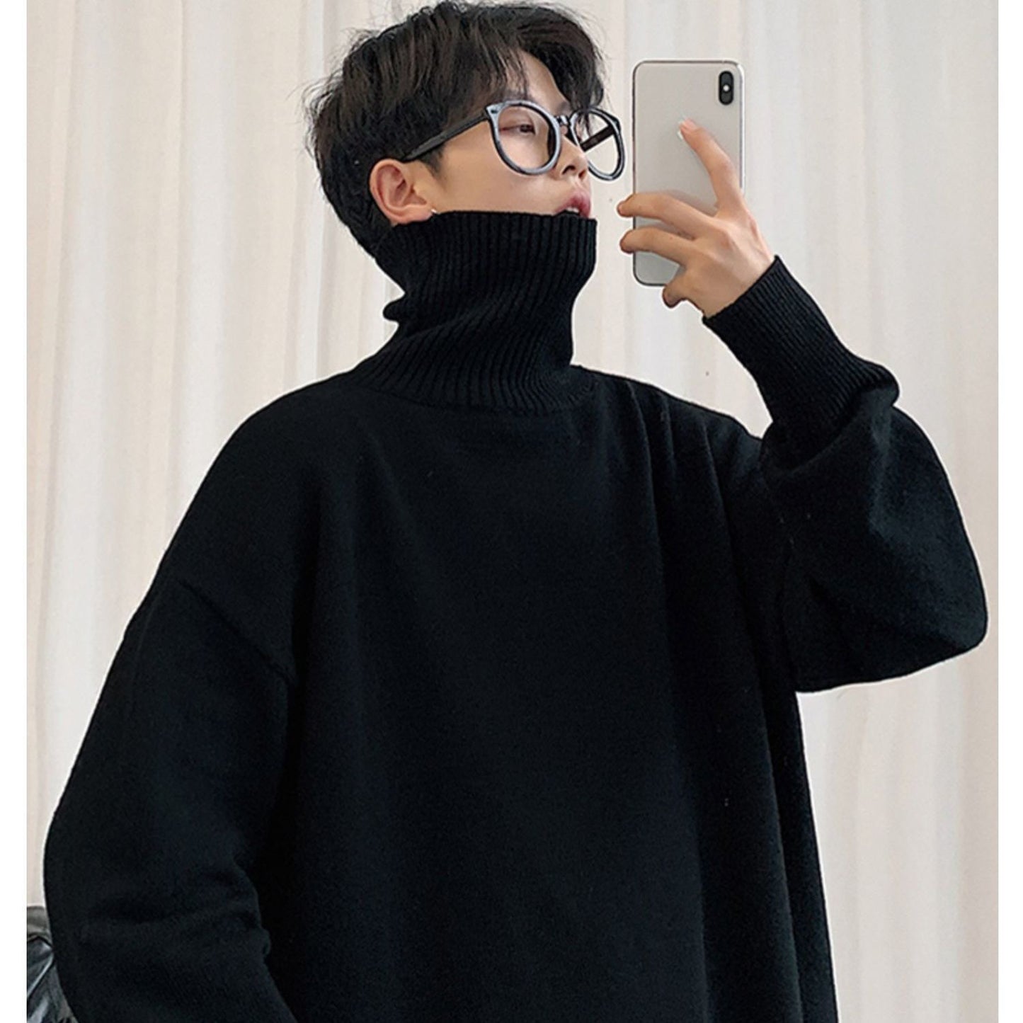Turtleneck Sweater Men's Warm Solid Color Base Shirt