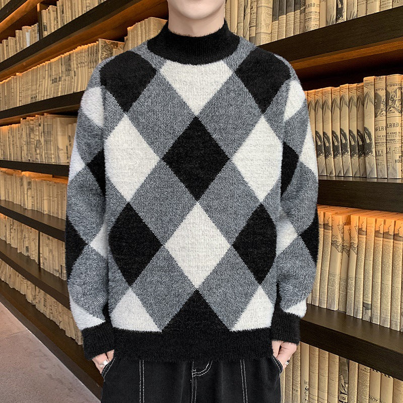 Young Handsome Half Turtleneck Sweater Men's Knitwear Trend Men's Clothing
