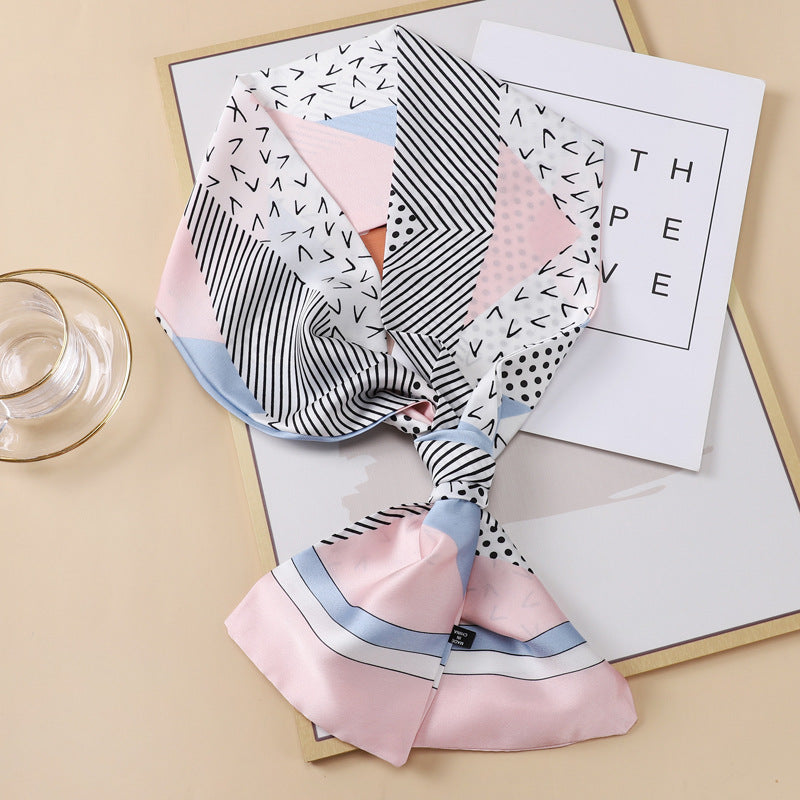 Small Silk Scarf Thin And Long Hair Binding Double Layer