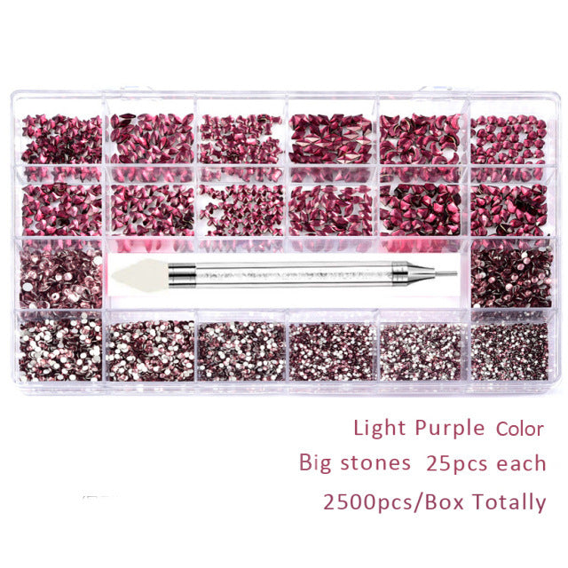 21 Grid Manicure Jewelry Boxed Glass Special-shaped Belt Diamond Pen