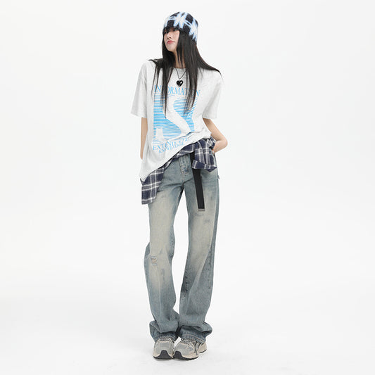 Women's Loose Drooping Wide Leg Mop Pants