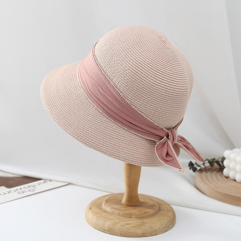 Simple Ribbon Bow Bucket Hat Women's Sun Hat