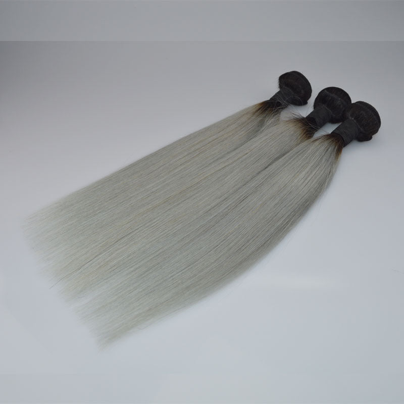 Silver gray real hair set