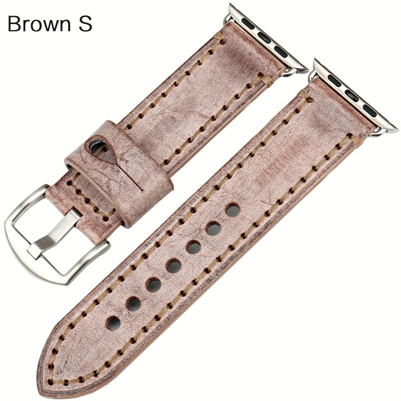 Watch strap with leather