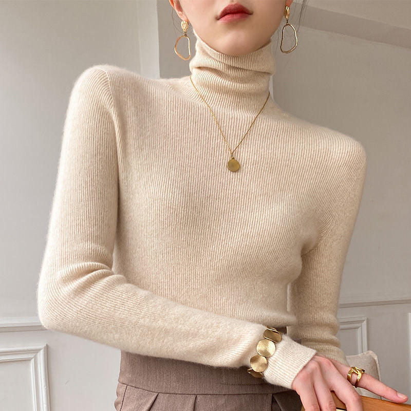 Slim Fit Turtleneck Base Thick Sweater For Women