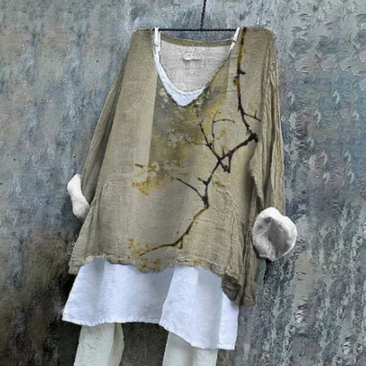 Women's Oat Casual Loose Fit Round Neck Short Sleeve Top