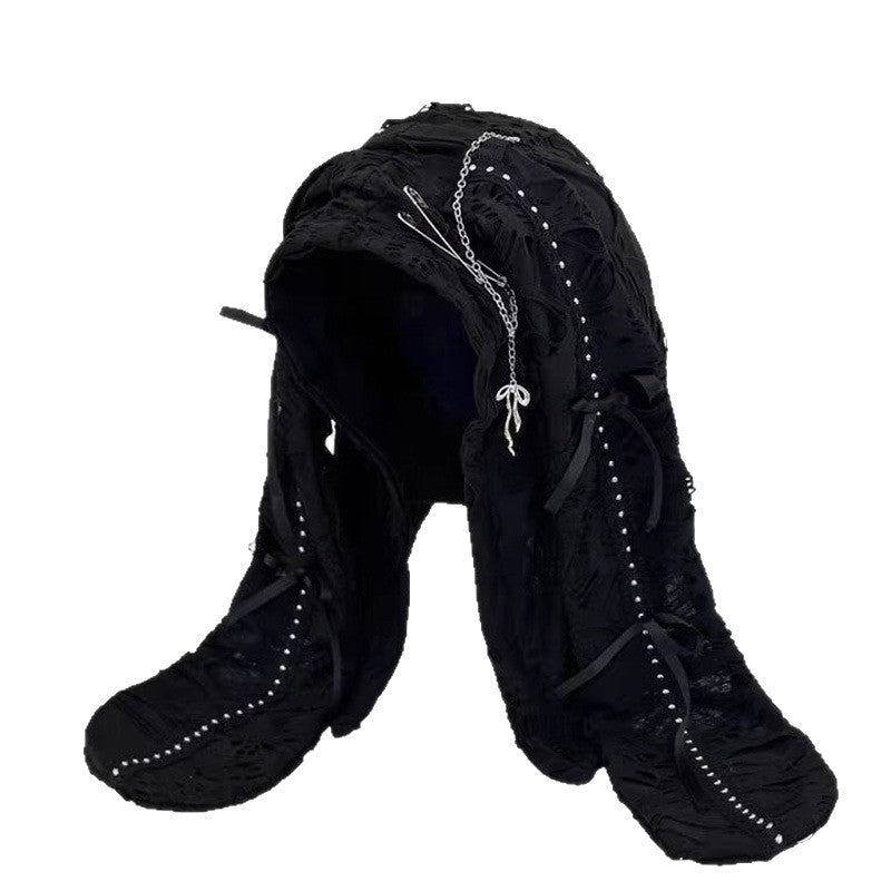 Womens Creative Ripped Boho-Style Pullover Long-Eared Funny Hat