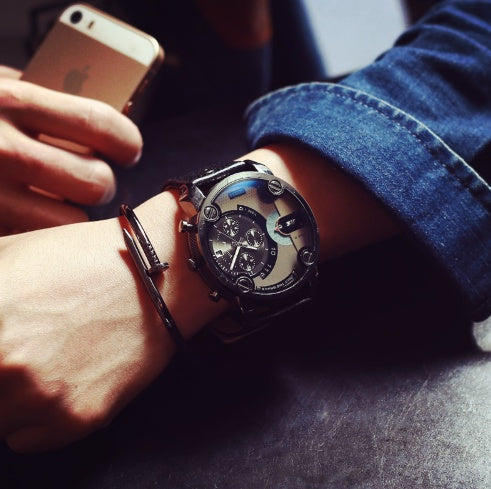 Fashion large dial European and American style steel belt watch sports watch DZ men's quartz watch