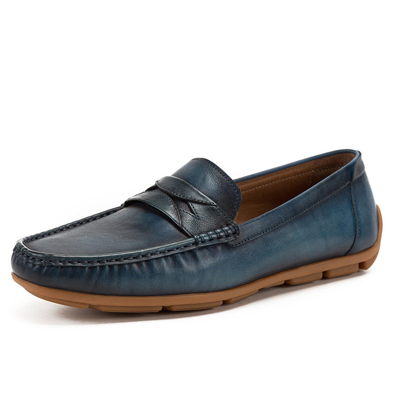 First Layer Cowhide Casual Shoes One-step Men's Shoes Driving Shoes