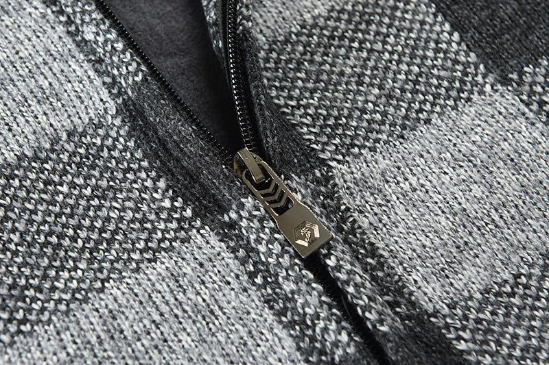 Men's velvet padded cardigan hooded sweater